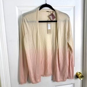Chan Luu White/mauve chalk Cardigan Silk Cashmere Blend NWT tiny flaws Size M
